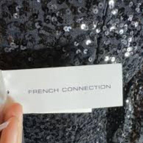 NWT French Connection Black Cellinne Glitter Sequin Dress - Size US 6 - Picture 7 of 7